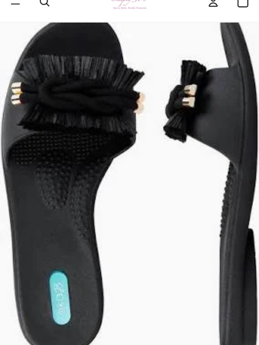 Oka-B Black Raffia Fringe Slide Rubber Sandals, Size M/L
